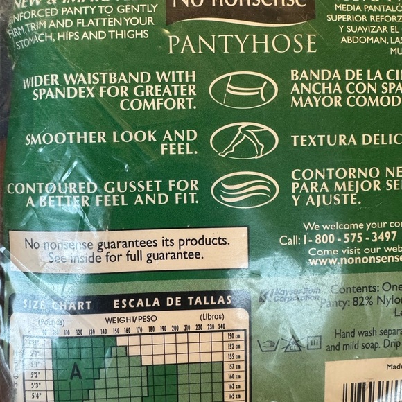 Vintage Pantyhose No Nonsense Control Top Premium Nylon Tan Size A Reinforced - Picture 5 of 10